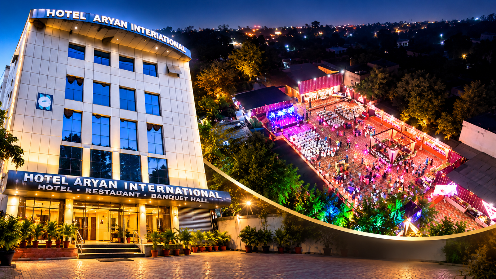 Hotel Aryan International Panoramic Night View - Bokaro Steel City Jharkhand